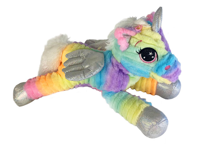 (Mis 3+) UNICORNO ARCOBALENO SDRAIATO Peluche 35cm…x6…x48